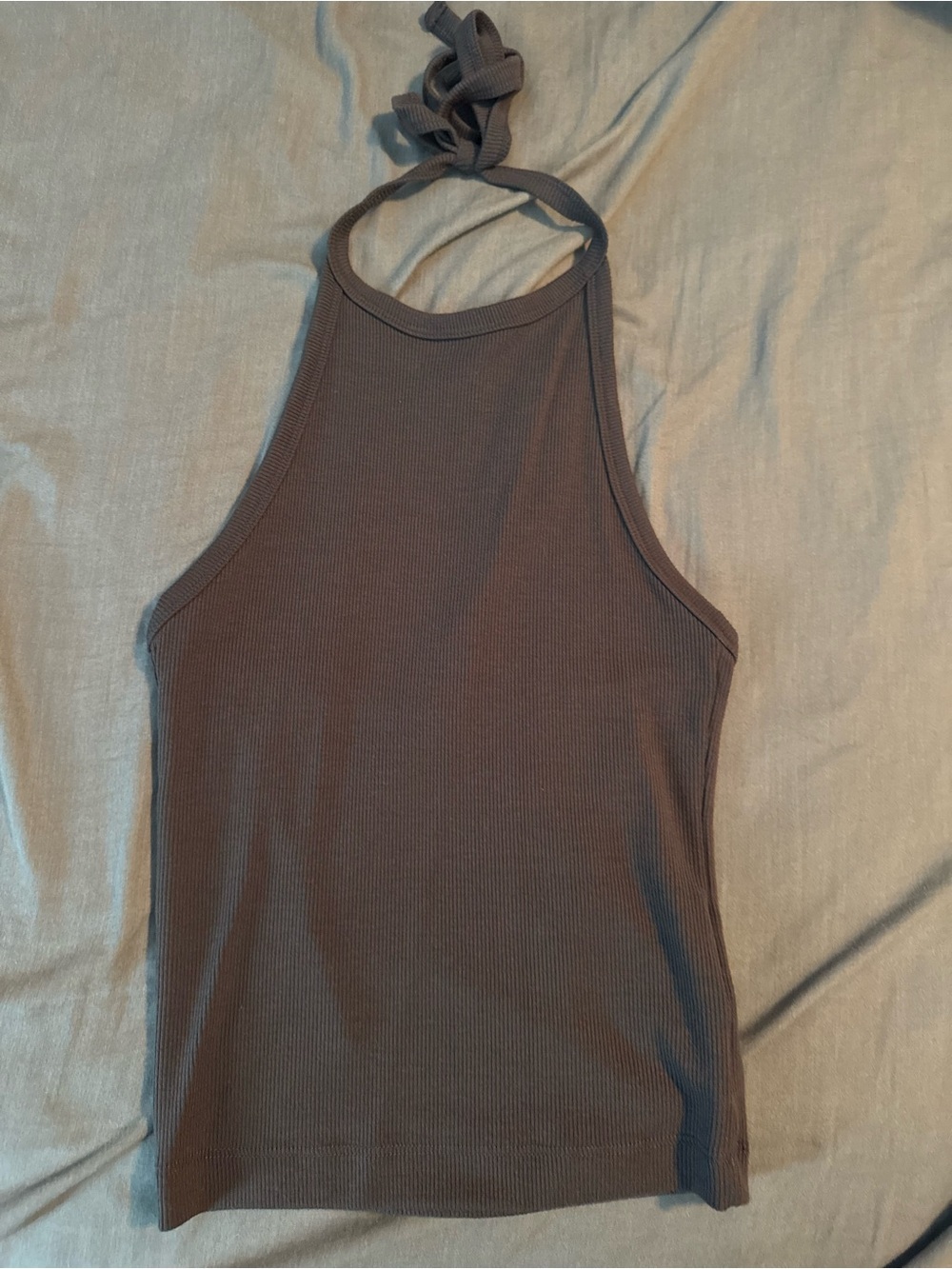 American Eagle Outfitters Ribbed Halter Tank Top in dark grey